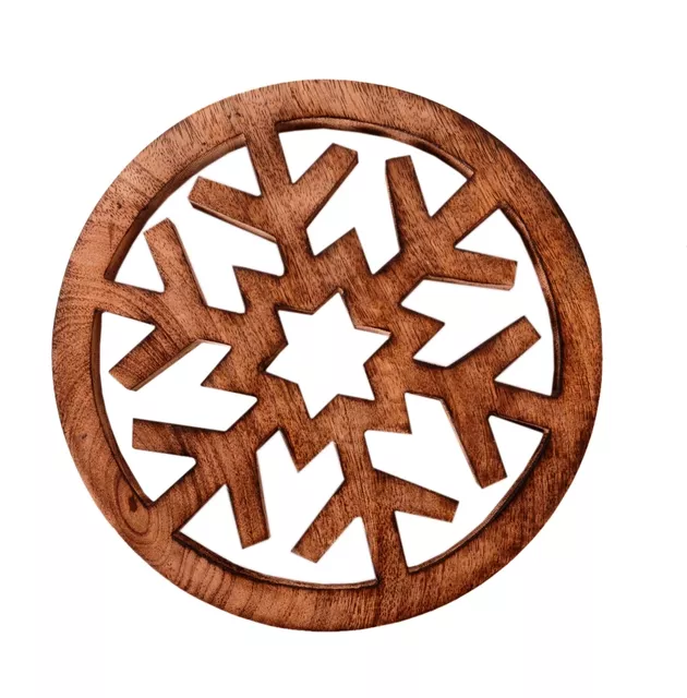 Wooden Trivet 'Radiating Snowflake' Coaster Hot Pad Mat For Dining Table, Kitchen  (11063)