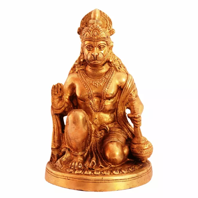 Brass Idol Lord Hanuman/ Bajrangbali (Hindu Religious God) For Home Temple (11098)