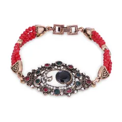 Vintage Bracelet 'Evil Eye': Adjustable Design Set In Stones & Metal; Party-wear Jewelry For Girls (30117)