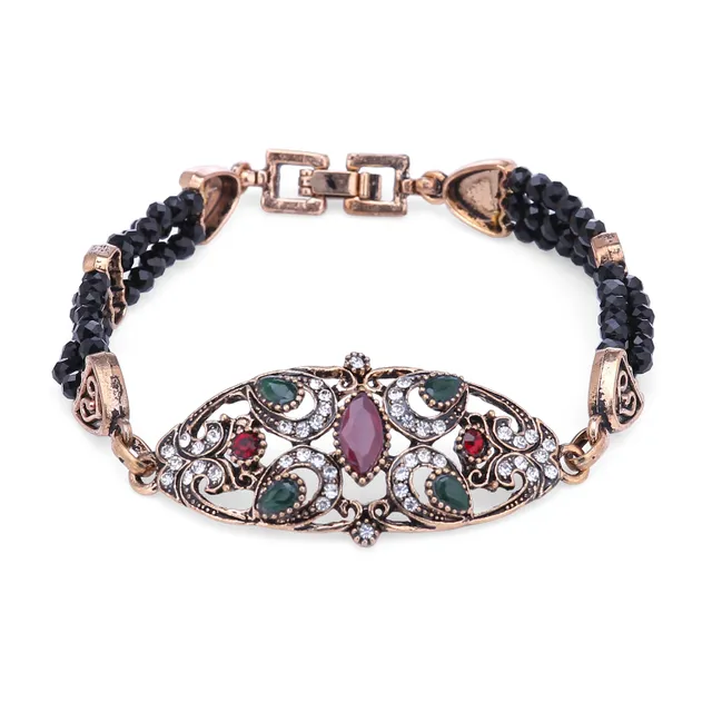 Vintage Bracelet 'Regal Crown': Adjustable Design Set In Stones & Metal; Party-wear Jewelry For Girls (30118)