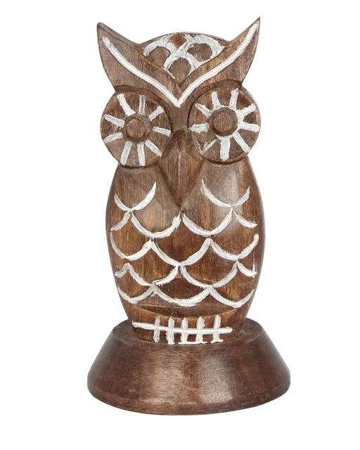 Wooden Spectacles Stand Glasses Holder 'Night Vision': Feng Shui Significance Owl Statue (11143)