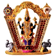 Metal Statue Tirupathi Balaji Venkateswara Idol For Car Dashboard, Shop Counter Or Office Table (11199)