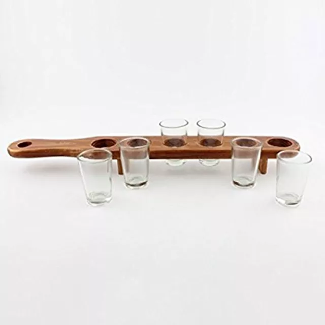 Shot Glasses In Classy Wooden Tray: Set Of 6 For Serving Tequilla Vodka Shots (11201)