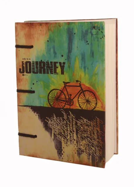 Vintage Journal (Diary Notebook) 'Life Is A Journey': Handmade Paper Encased In Digital Print Hard Cover; Perfect Gift (11304)