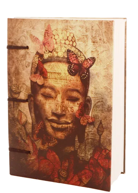 Vintage Journal (Diary Notebook) 'Buddha Is Nature': Handmade Paper Encased In Digital Print Hard Cover; Perfect Gift (11306)