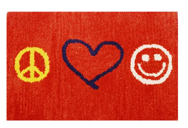 Handwoven Doormat 'Peace Love Joy': Thick, Soft, Non-skid Floor Carpet Rug (11311b)
