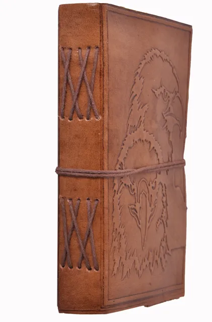 Leather Journal (Diary Notebook) 'Majestic Hawk': Handmade Paper In Leather Cover For Corporate Gift or Personal Memoir (11319)