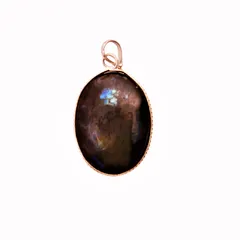 Labradorite Oval Pendant For Necklace: Reiki Energized Natural Crystal, Good Luck Healing Charm (11328)