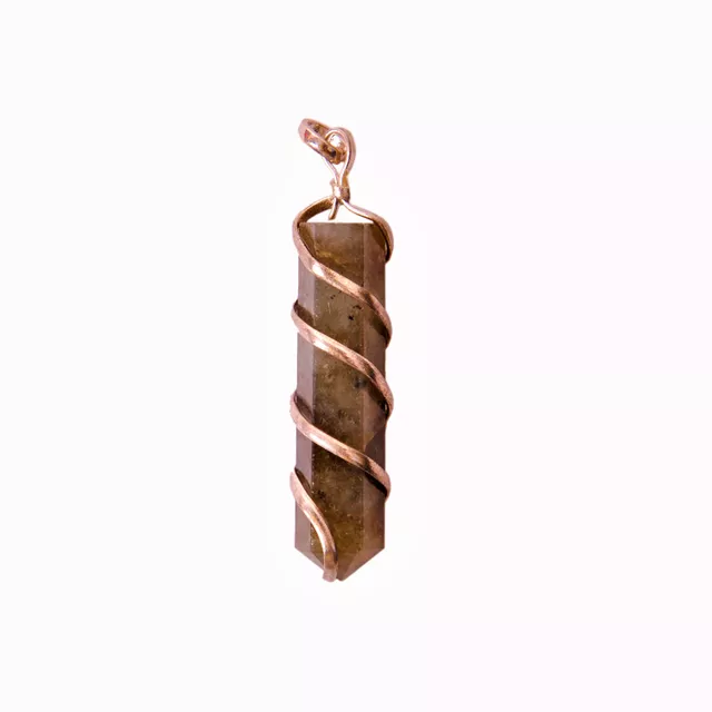 Labradorite Gemstone Wired Pointed Pendant (11350)