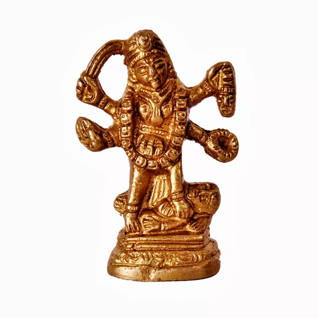 Mini Idol Supreme Goddess Maa Kali Mahakali: Pure Brass Statue For Home Temple Mandir (11388)
