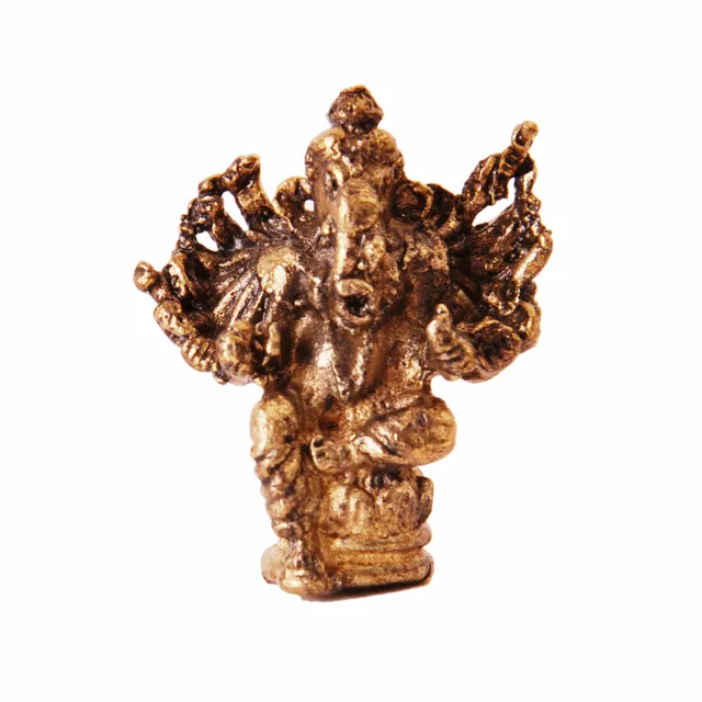 Rare Miniature Statue Virat Ganesha with 14 Hands, Unique Collectible Gift (11409)