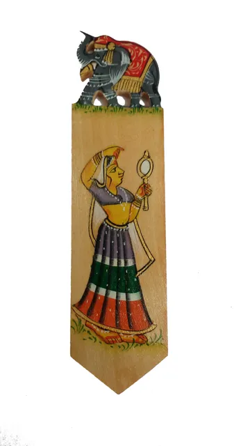 Wooden Bookmark Paper Holder: Hand Carved & Painted Souvenir for Book Lovers (11442a)