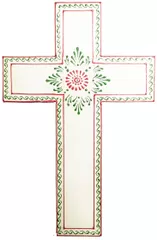 Wooden Wall Cross 'Divine Purity': Handpainted Mangowood Plaque, White (11446A)
