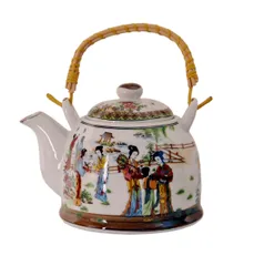 Ceramic Fire Kettle 'Gossip Time': 850ml Tea Pot with Steel Strainer (11470)