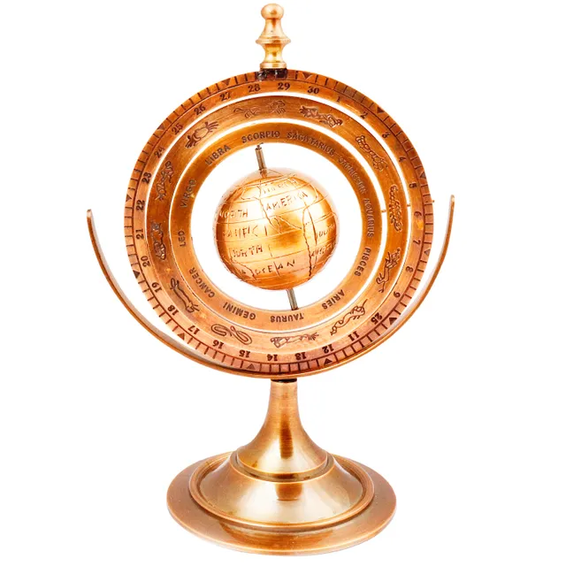Brass Armillary Globe with Zodiac Signs: Vintage Memorabilia (11492)