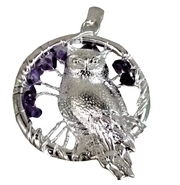 Chakra Pendant 'Wisdom Owl': Spiritual Lucky Charm Gift (11508)