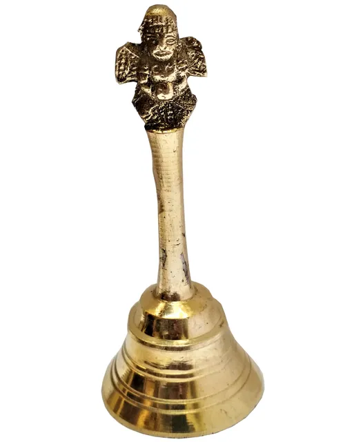 Brass Handheld garuda Bell with Garuda: Ghanti For Temple Arti Pooja (11527)