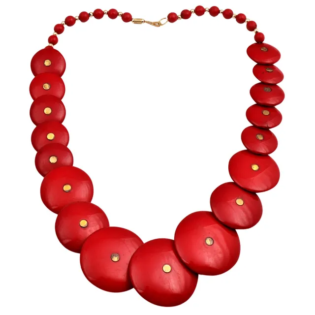 Gypsy Necklace for Girls 'Rich Red': Chunky Beads Chain for Casual Party Wear (30138)