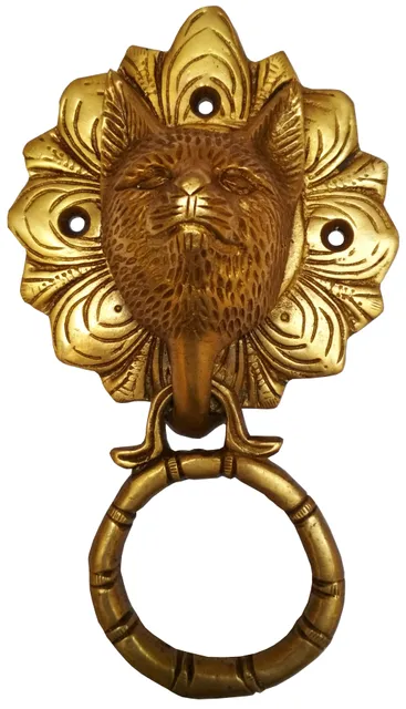 Brass Door Knocker: Antique Wild Wolf Design Gate Handle (11596)