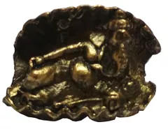 Brass Rare Miniature Statue Ganesha in Conch Shell: Unique Collectible Gift (11604)