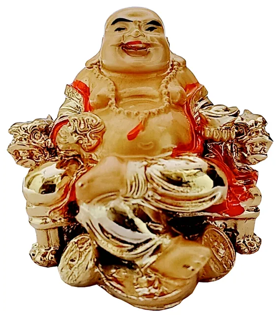 Resin Statue Laughing Buddha: Good Luck Symbol for Wealth and Prosperity; Home Decor Showpiece for Feng-Shui (11717)