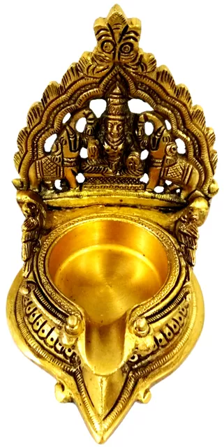 Brass Kamatchi Vilakku: Ashta-Lakshmi Oil Lamp Diya for Wealth & Prosperity (11752)