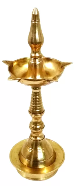 Brass Kuthu Vilakku Inauguration Oil Lamp: Traditional Design�Diya, 9 inches (11761)