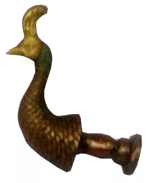 Brass Knob 'Proud Peacock': Small Designer Pull Handle in Antique Finish (11793)