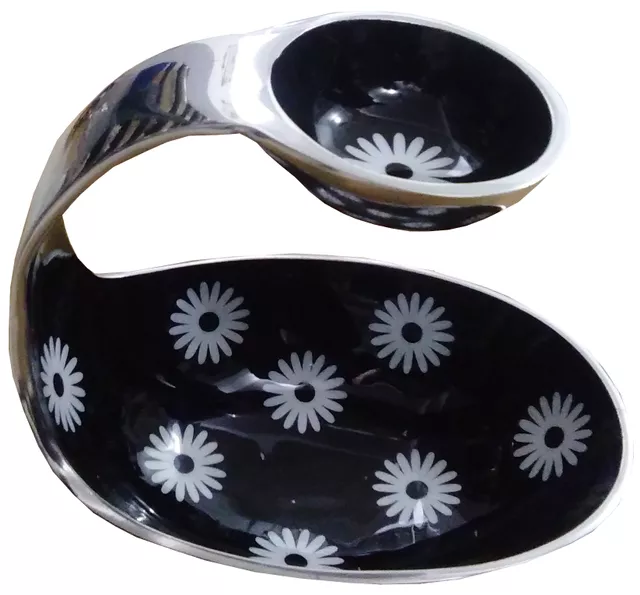 Aluminium Serving Tray Platter & Dips Bowl; Unique Table Decor, Black (11798)