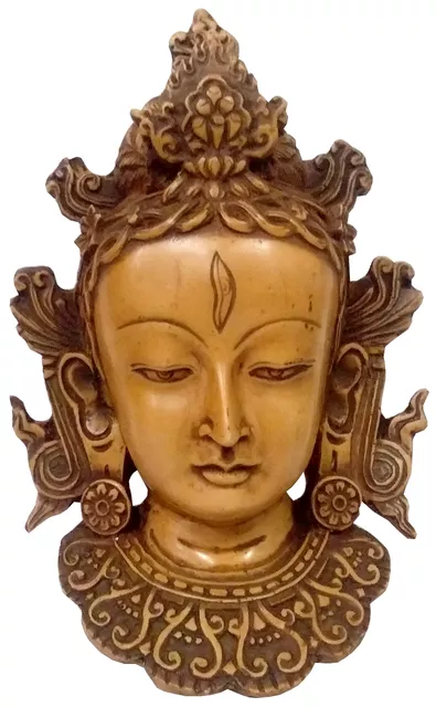 Resin Idol Buddhist Goddess Tara: Wall Hanging Stone Finish Mask (11801)