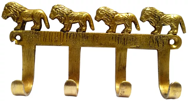 Brass Wall Hooks 'Pride Of Lions': Vintage Design Decorative Hanger (11819)