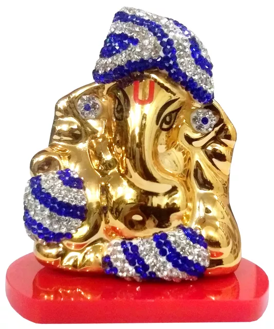 Resin Idol Pagdi Ganesha: Glittering Stones Statue (11855)