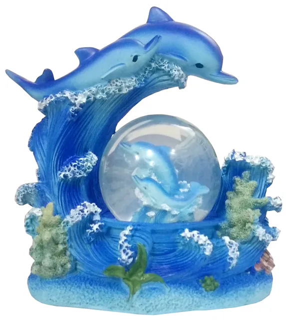 Polyresin Fish Showpiece 'Wet N Wild': Dolphins Riding Waves (11862)