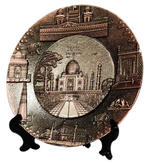 Metal Plaque Indian Souvenir: Landmark Monuments (India Gate, Gateway of India, Red Fort, Taj Mahal, Lotus Temple) Memorabilia Plaque (11953)