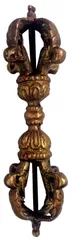 Brass Bell Metal Vajra (Dorje or Thunderbolt): Buddhist Tibetan Prayer Meditation Device, 5 inches (11971)