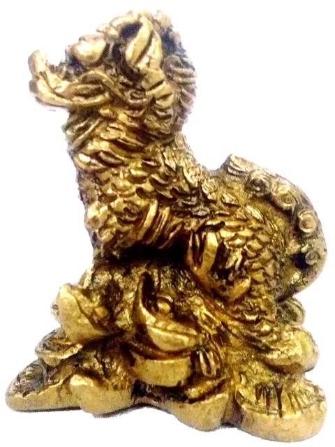 Small Pure Brass Statue Chinese Imperial Guardian Lion Foo Dog Lion Dog(11986)