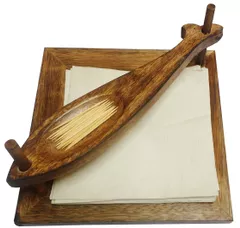 Wooden Tissues Holder Organiser With Removable Fish Handle (11992) Kitchen Dining Accessory