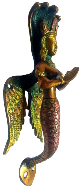 Serpent Snake Goddess Nag Kanya Magnificient Brass Door Handle; Good Luck Charm (11744A)
