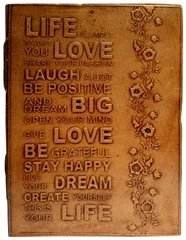 Leather Journal (Diary Notebook) 'Life Mottos': Handmade Paper In Leather Cover (11999)