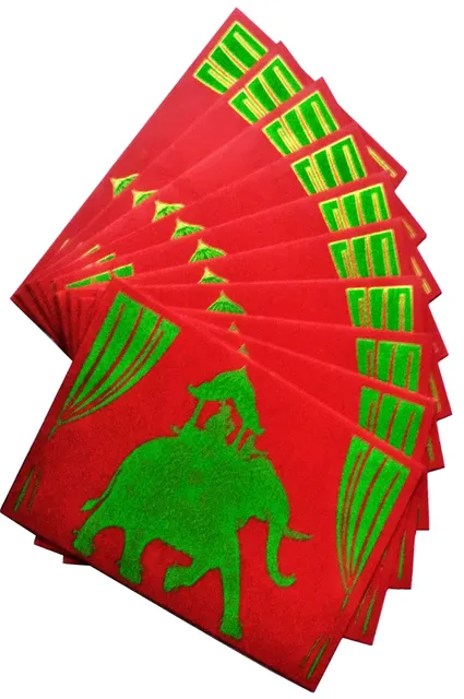 Paper Card-Envelope Pack (Set of 10) 'Royal Elephant': Handmade Organic Paper Cards 5*3 inches for Personalized Greetings (11452A)