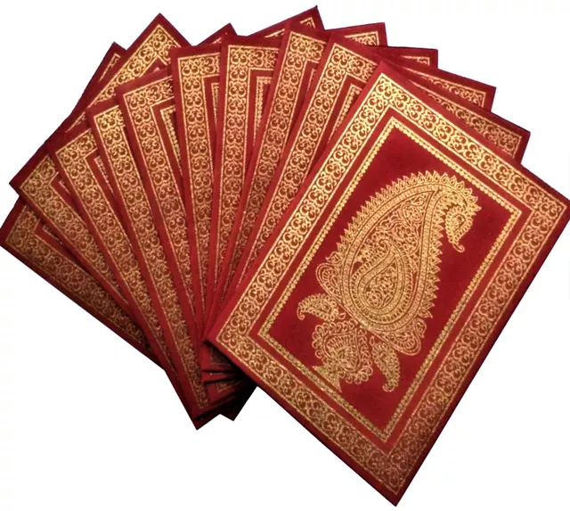 Paper Card-Envelope Pack (Set of 10) 'Royal Insignia': Handmade Organic Paper Cards 6*4 inches for Personalized Greetings (11457A)
