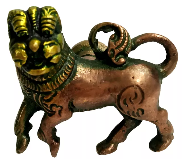 Brass Knob 'Lion Cub': Designer Small Pull Handle in Antique Finish (11795A)