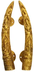 Brass Door/Window/Cupboard Handle Ganesha's Melody - Set Of 2 (12029)