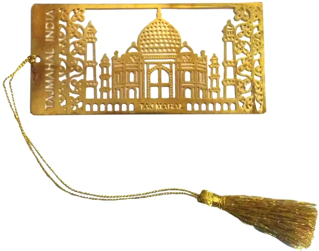 Brass Bookmark: Intricately Carved Taj Mahal Page Marker for Book Lovers (12057A)