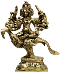 Brass Statue Lord Murugan Karthikeya, Warrior God: Rare Collectible Statue with 6 Heads & 12 Arms (12068)