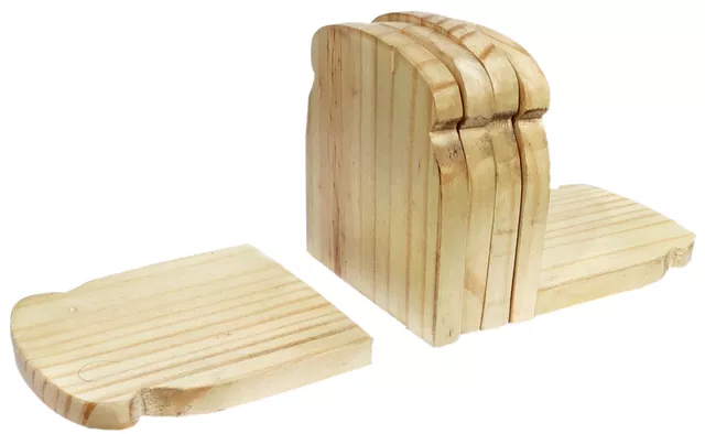 Wooden Coaster Set 'Good Morning': Bread Toast Design Hot Pad Mat (12096)