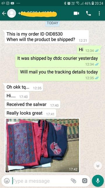 Received the Salwar. Really looks grate. - Reviewed on 19-Dec-2018