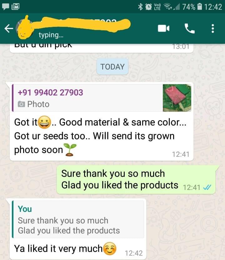 Good material and same color.Got your seeds too..  - Reviewed on 16-Jan-2019