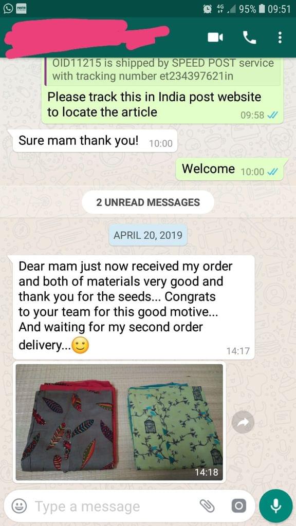 Just now received my order... And both of materials very good... And thank you for the seeds... Congrats to your team for this good motive... And waiting for my second order delivery. -Reviewed on 22-April-2019