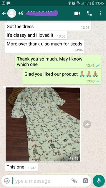 I got the dress... It's classy and i loved it... More over thank you so much for seeds... This one nice. -Reviewed on 06-Jul-2019